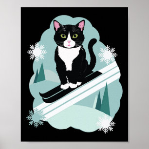 Tuxedo Cats And Skiing Snow Winter Sports Fans Poster