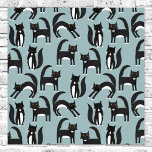 Tuxedo Cats Poster<br><div class="desc">Lota of lovely black and white tuxedo cats going about their business. A fun pattern on a mid blue background, perfect for animal and pet lovers.</div>