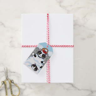 Tuxedo Cats & Robin in Snow Avalanche Gift Tags