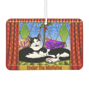 Tuxedo Cats Under Mistletoe Personalized Air Freshener