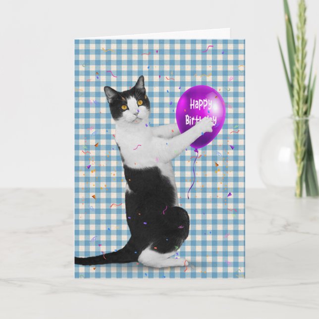 Tuxedo Chat avec carte de ballon d'anniversaire (Devant)