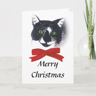 Tuxedo Chat avec Red Bow Cartes de Noël