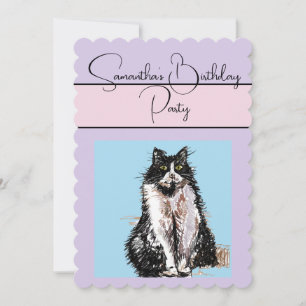 Tuxedo Chat Chats Violet Anniversaire Invitation