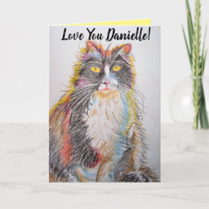 Tuxedo Chat Cute Chats Crayon Dessin Carte Anniver