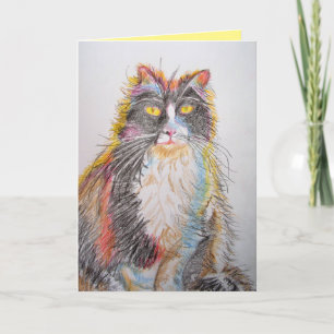 Tuxedo Chat Cute Chats Crayon Dessin Carte Anniver