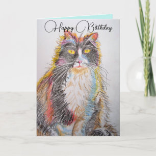 Tuxedo Chat Cute Chats Crayon Dessin Carte Anniver