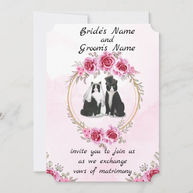 Tuxedo Chat Et Kitten Faire-part de mariage (Devant)