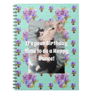 Tuxedo Chat Funny Cute Floral Aqua Carnet en bande