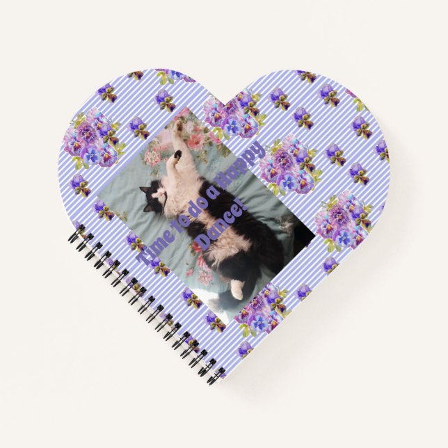 Tuxedo Chat Funny Cute Floral Joyeux Carnet de dan (Devant)