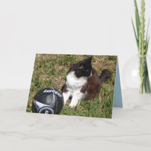 Tuxedo Chat Jouer Football Cute Black Cats Carte
