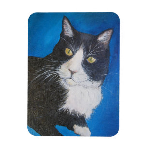 Tuxedo Chat Pet Art Magnet Customisé Options cadea