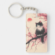 Tuxedo Chat sur la fleur de cerise esthétique japo