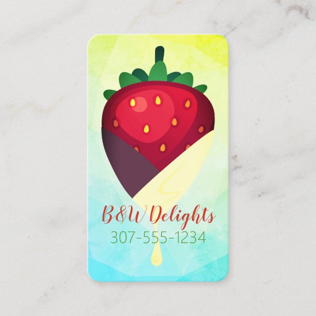tuxedo chocolate covered strawberry fruit business card (Front)