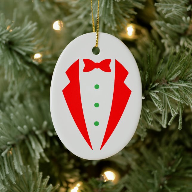 Tuxedo Christmas Ornament - Ceramic Holiday Fun! (Tree)