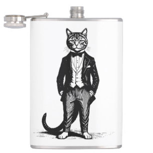Tuxedo Classy Cat Hip Flask