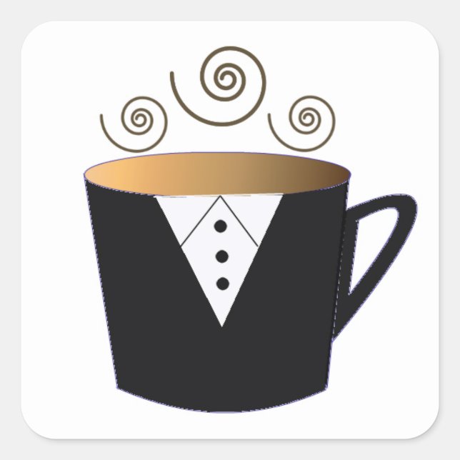 Tuxedo Coffee Mug Design Square Sticker (Front)