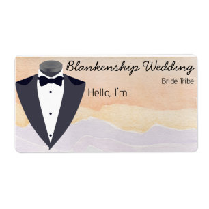 Tuxedo Colourful Watercolor Label Name Tag