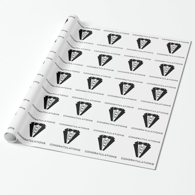 Tuxedo Congratulations Wrapping Paper (Unrolled)