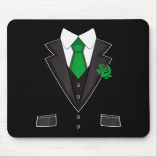 Tuxedo Costume Green Rose Tie Funny St. Patrick's Mouse Pad
