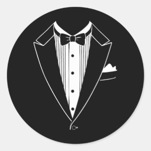 Tuxedo Costume Shirt Men Women Kids Tux Suit Bow Classic Round Sticker