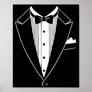 Tuxedo Costume Shirt Men Women Kids Tux Suit Bow Poster