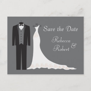 Tuxedo et Gown Wedding Enregistrer la date Carte p