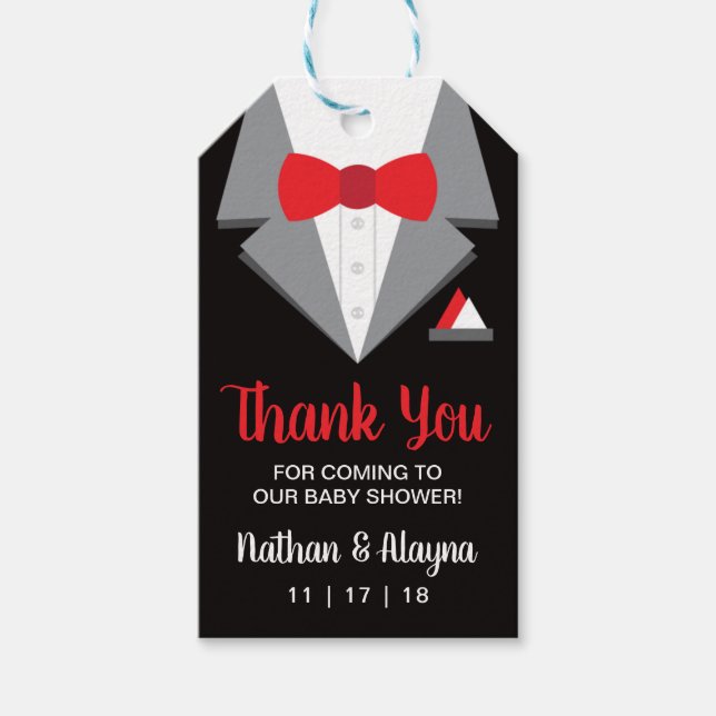 Tuxedo Favour Tag, Baby Shower Tag (Front)