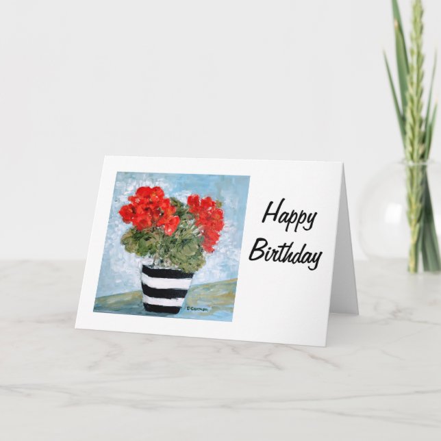 Tuxedo Geraniums Birthday Card (Front)