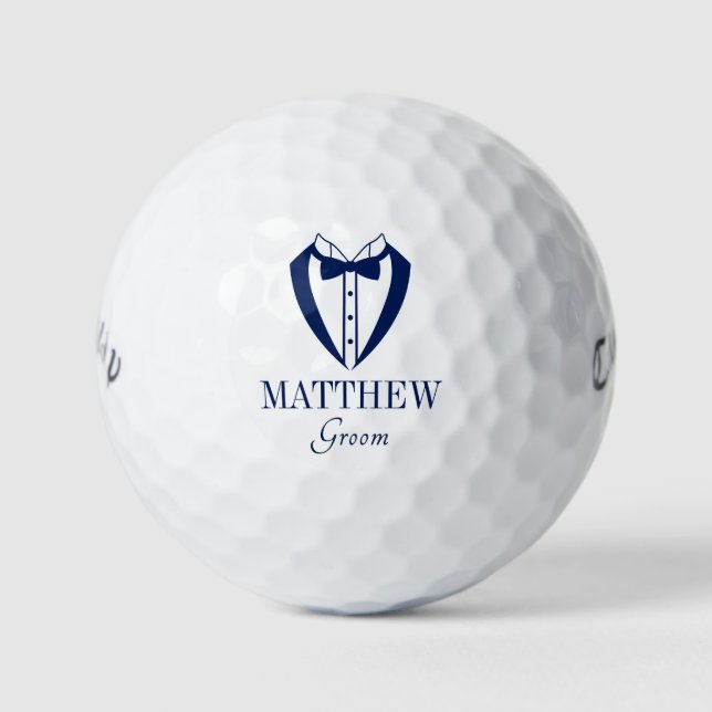 Tuxedo Groom Golf Balls (Front)