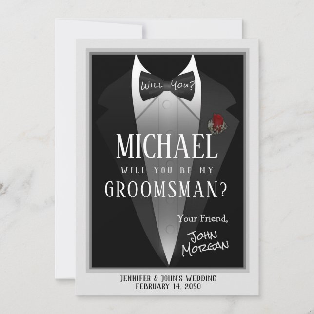 Tuxedo Groomsman Invitation (Front)