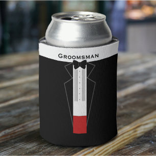 Tuxedo Groomsman Wedding Party Favour Can Cooler