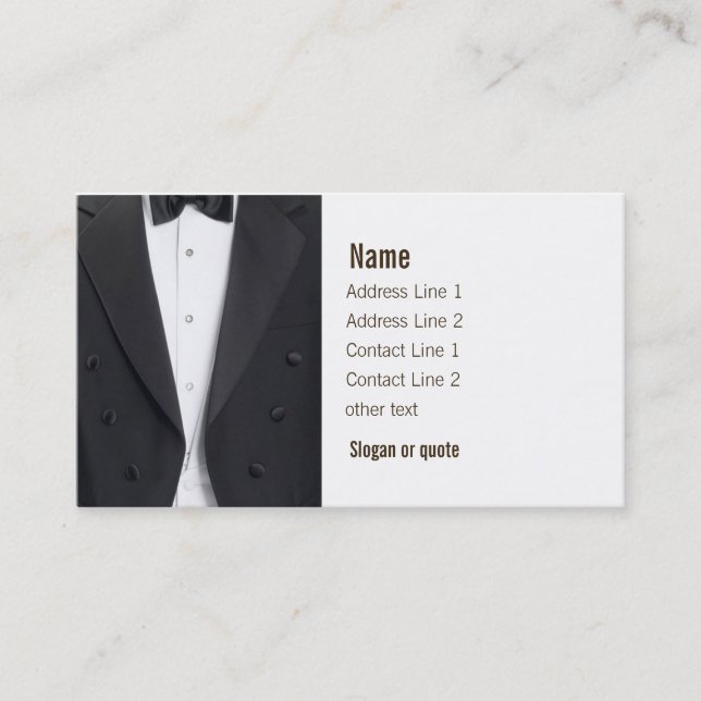 Tuxedo Jacket and Bow Tie Business Card (Front)