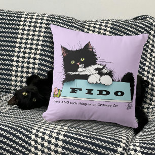 Tuxedo Kitten Dog's Bowl Throw Pillow