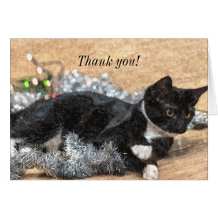 Tuxedo Kitten Tinsel et Carte de remerciements d'é