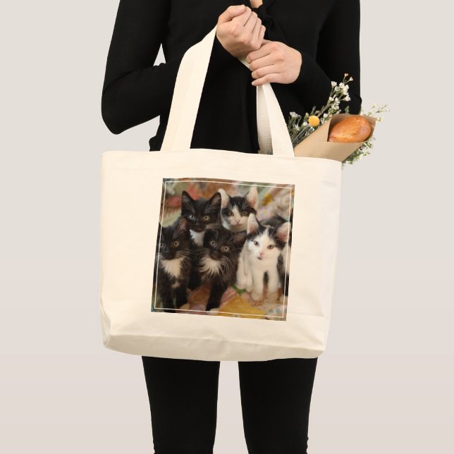 Tuxedo Kittens Large Tote Bag (Front (Product))