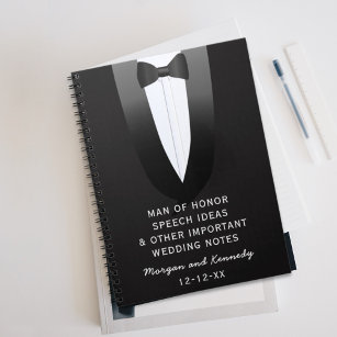 Tuxedo Man of Honour Wedding Speech Ideas Journal