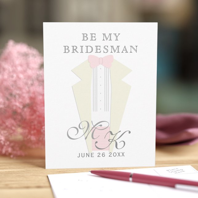 Tuxedo Mariage Be My Bridesman Invitation (Ask your Bridesman to stand by your side with this tuxedo proposal postcard. He'll say yes)