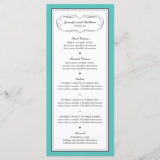Tuxedo menu Mariage en Turquoise et Gris (Devant)