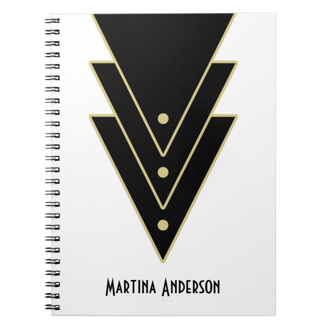 Tuxedo Modern Art Deco Personalized Notebook (Front)