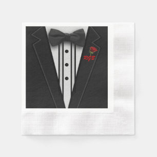 Tuxedo Monogram with Rose Napkin