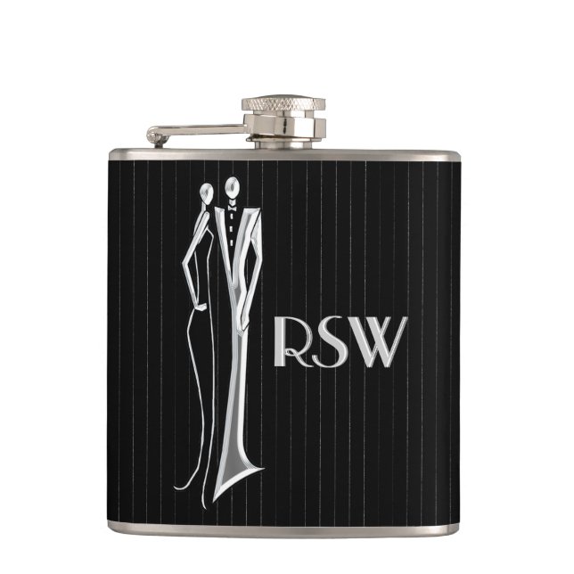 Tuxedo - Monogrammed Hip Flask (Front)