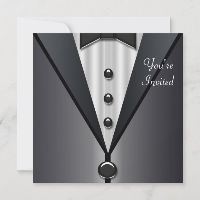 Tuxedo Party Dress Black Tie Formal Party Invitation (Front)