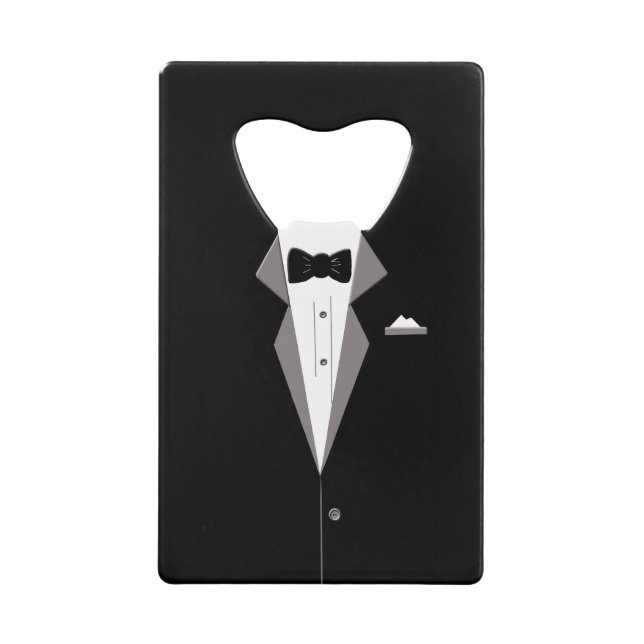 Tuxedo Personalise Bottle Opener Credit Card Bottle Opener (Front)