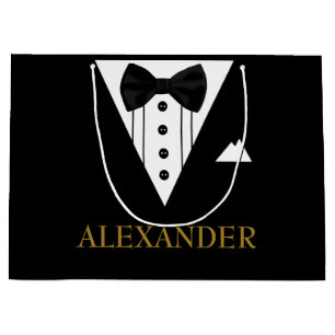 Tuxedo Personalized Groomsman  Wedding Thank You Large Gift Bag
