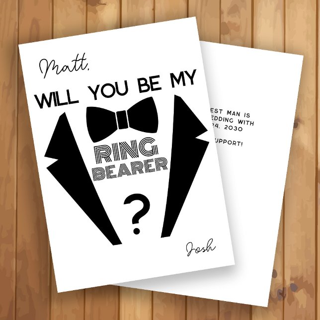 Tuxedo porte porte-bague noir et blanc carte de pr (Créateur téléchargé)