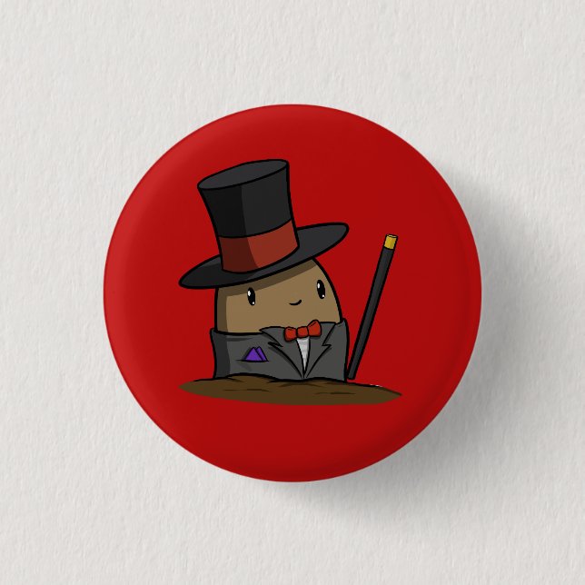 Tuxedo Potato 1 Inch Round Button (Front)