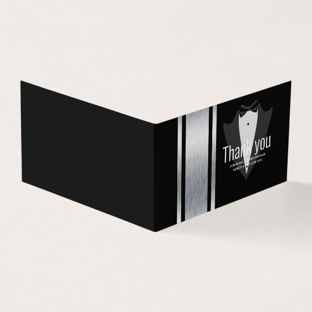 Tuxedo rayures argent, blanc et noir pour célibata (Outside)