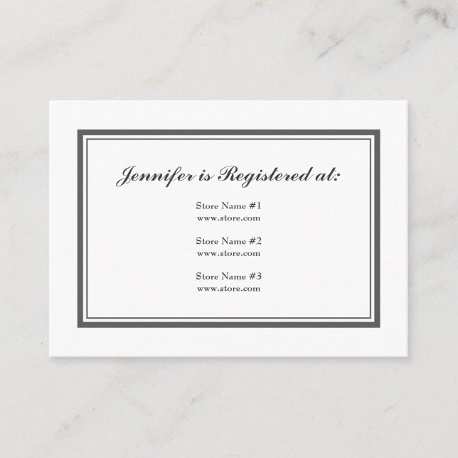 Tuxedo Registry Card in Grey (Front)