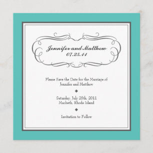 Tuxedo Save the Date - Turquoise and Grey