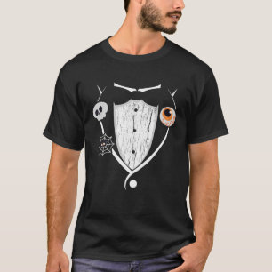 Tuxedo Spooky Halloween Costume Bow Tie T-Shirt